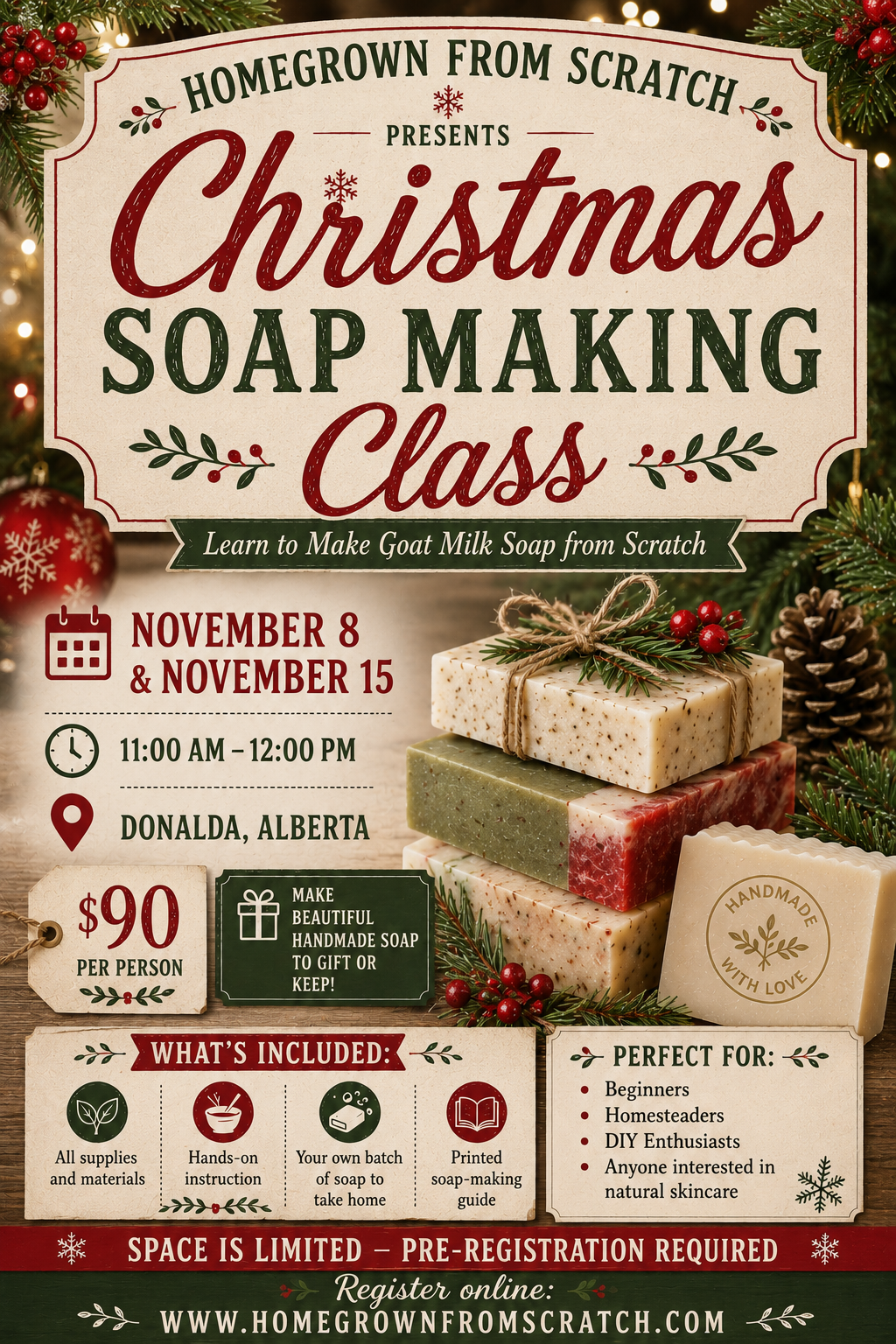Christmas Soap Making Class (DONALDA) November 8 & 15th
